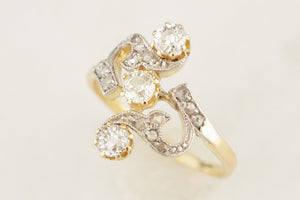 ANTIQUE ART NOUVEAU c1900 DIAMOND RING 18ct GOLD