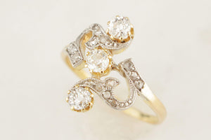 ANTIQUE ART NOUVEAU c1900 DIAMOND RING 18ct GOLD