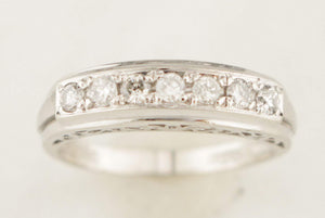 VINTAGE ESTATE SEVEN STONE DIAMOND PLATINUM RING