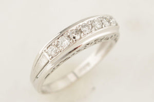 VINTAGE ESTATE SEVEN STONE DIAMOND PLATINUM RING