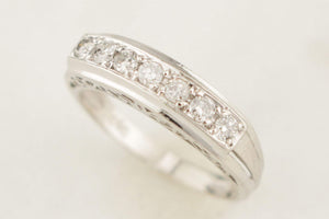 VINTAGE ESTATE SEVEN STONE DIAMOND PLATINUM RING