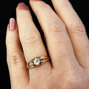 ANTIQUE VICTORIAN .55ct OLD MINE CUT DIAMOND RING 18ct GOLD