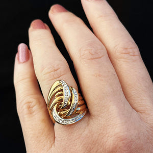 VINTAGE c1940’s DIAMOND COCKTAIL RING 18ct YELLOW GOLD & PLATINUM
