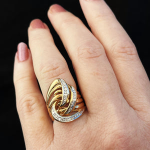 VINTAGE c1940’s DIAMOND COCKTAIL RING 18ct YELLOW GOLD & PLATINUM