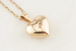 VINTAGE CHAMPAGNE DIAMOND HEART PENDANT 9ct GOLD