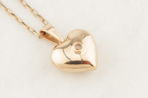 VINTAGE CHAMPAGNE DIAMOND HEART PENDANT 9ct GOLD