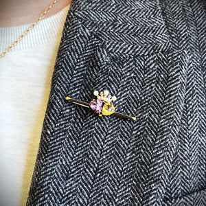 ANTIQUE VICTORIAN DOUBLE HEART & CROWN BROOCH 9ct GOLD