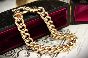 ANTIQUE EDWARDIAN c1900 9ct GOLD CURB LINK BRACELET