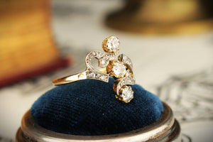 ANTIQUE ART NOUVEAU c1900 DIAMOND RING 18ct GOLD