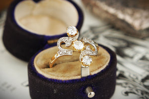 ANTIQUE ART NOUVEAU c1900 DIAMOND RING 18ct GOLD