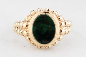 RETRO ANTIQUE STYLE BLOODSTONE RING 9ct GOLD