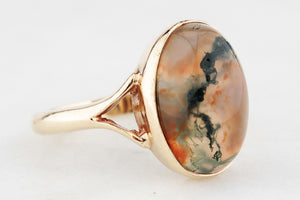 VINTAGE MOSS AGATE RING 9ct GOLD