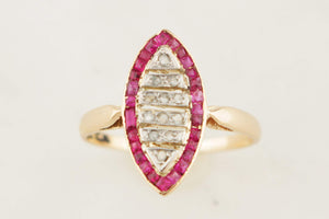 ANTIQUE ART DECO c1920 RUBY & DIAMOND RING 18ct GOLD
