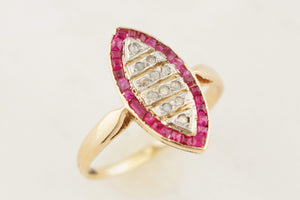 ANTIQUE ART DECO c1920 RUBY & DIAMOND RING 18ct GOLD