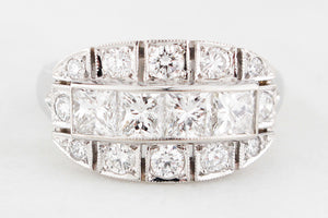 ART DECO 1.71ct DIAMOND RING 18ct WHITE GOLD