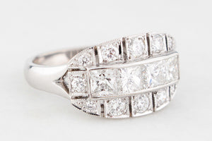 ART DECO 1.71ct DIAMOND RING 18ct WHITE GOLD