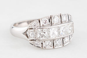 ART DECO 1.71ct DIAMOND RING 18ct WHITE GOLD