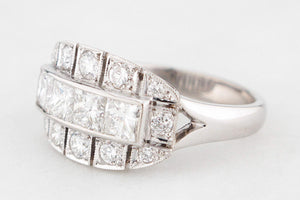 ART DECO 1.71ct DIAMOND RING 18ct WHITE GOLD