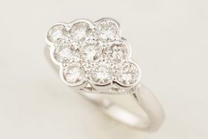 VINTAGE ESTATE 1ct DIAMOND CLUSTER RING 18ct WHITE GOLD