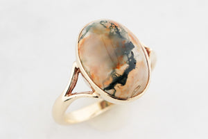 VINTAGE MOSS AGATE RING 9ct GOLD