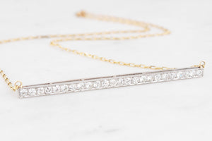 ART DECO 1.85ct DIAMOND BAR PENDANT 14ct GOLD