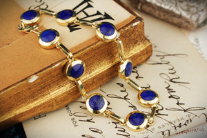 VINTAGE ESTATE LAPIS LAZULI BRACELET 18ct GOLD