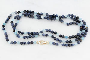 BESPOKE AQUAMARINE & SAPPHIRE NECKLACE 9ct GOLD