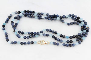 BESPOKE AQUAMARINE & SAPPHIRE NECKLACE 9ct GOLD