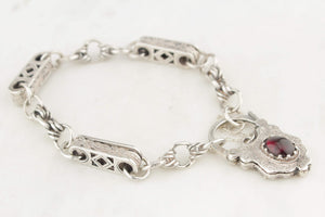 ANTIQUE VICTORIAN c1850 GARNET & STERLING SILVER BRACELET