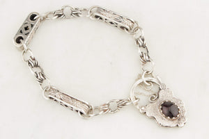 ANTIQUE VICTORIAN c1850 GARNET & STERLING SILVER BRACELET