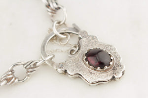 ANTIQUE VICTORIAN c1850 GARNET & STERLING SILVER BRACELET
