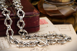 VINTAGE ESTATE STERLING SILVER ORNATE LINK CHAIN