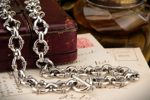 VINTAGE ESTATE STERLING SILVER ORNATE LINK CHAIN