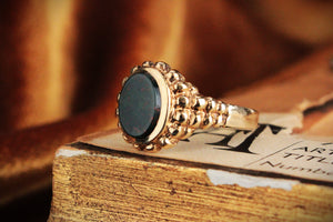 RETRO ANTIQUE STYLE BLOODSTONE RING 9ct GOLD
