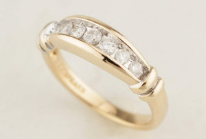 VINTAGE c1940/50 SEVEN STONE DIAMOND RING 14ct GOLD