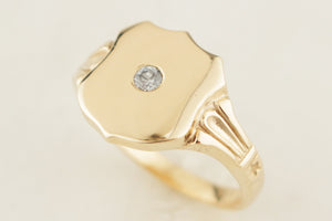 CUSTOM R&V OEC DIAMOND SHIELD SIGNET RING 9ct GOLD