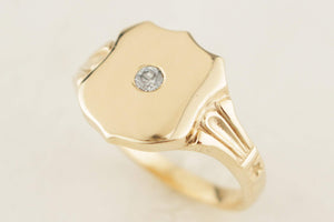 CUSTOM R&V OEC DIAMOND SHIELD SIGNET RING 9ct GOLD