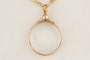 ANTIQUE AUSTRALIAN c1900 GLASS LOCKET & CHAIN 9ct GOLD