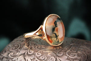 VINTAGE MOSS AGATE RING 9ct GOLD