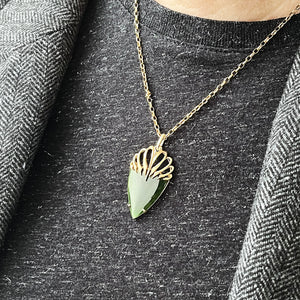ANTIQUE EDWARDIAN NEPHRITE JADE PENDANT IN 9ct GOLD