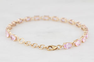 12ct PINK SAPPHIRE BRACELET 10ct GOLD