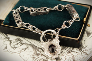 ANTIQUE VICTORIAN c1850 GARNET & STERLING SILVER BRACELET