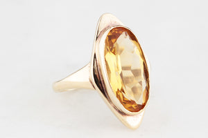 MID-CENTURY 4.50ct CITRINE RING 9ct GOLD