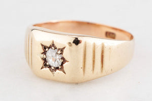 ANTIQUE STAR-SET DIAMOND SIGNET RING 9ct GOLD