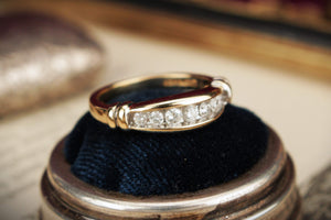 VINTAGE c1940/50 SEVEN STONE DIAMOND RING 14ct GOLD