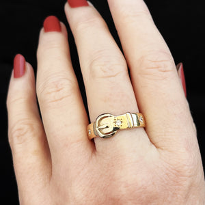 VINTAGE DIAMOND BUCKLE RING 9ct GOLD