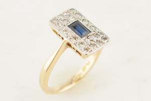 ANTIQUE ART DECO c1920 SAPPHIRE & DIAMOND RING 18ct GOLD & PLATINUM