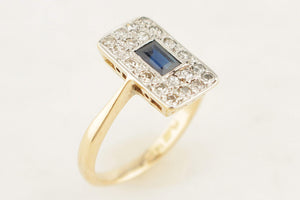 ANTIQUE ART DECO c1920 SAPPHIRE & DIAMOND RING 18ct GOLD & PLATINUM