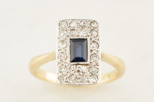 ANTIQUE ART DECO c1920 SAPPHIRE & DIAMOND RING 18ct GOLD & PLATINUM