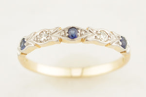 ANTIQUE ART DECO SAPPHIRE & DIAMOND BAND 18ct GOLD & PLATINUM